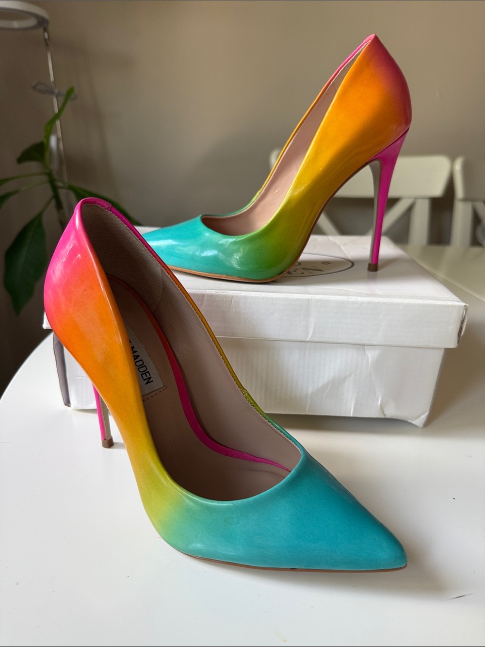 Steve Madden Multicolor Ombre Pointed Toe Stiletto Pumps - Turquoise/Yellow/Pink